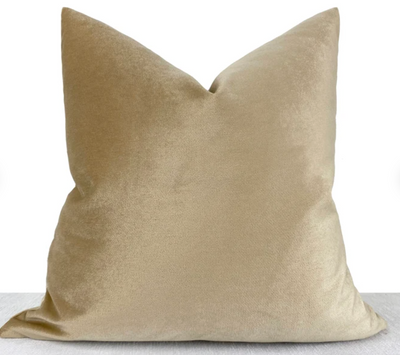 Beige Velvet Throw Pillow Cover