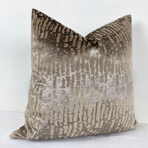 Beige Velvet Textured Throw Pillow Cover